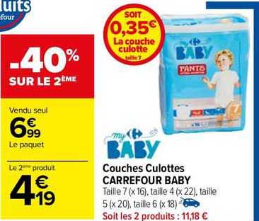 Promo Tex baby culotte d'apprentissage chez Carrefour