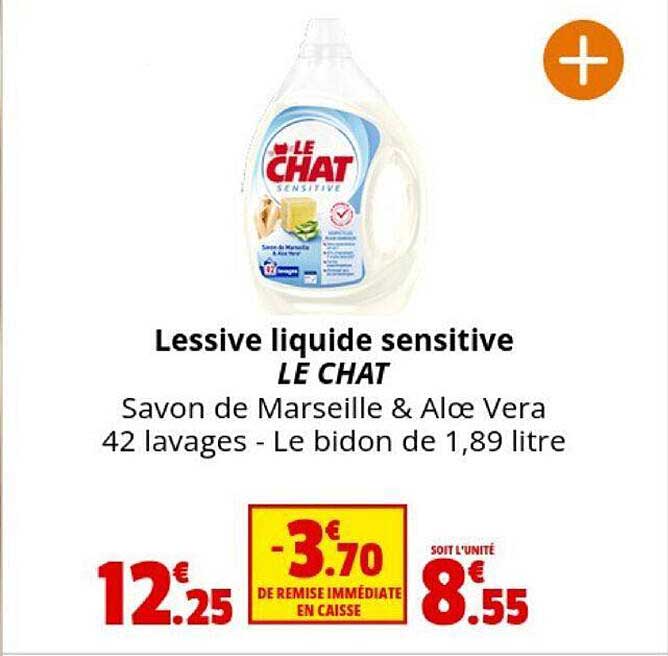 Promo Lessive Liquide Sensitive Le Chat chez Coccinelle Express