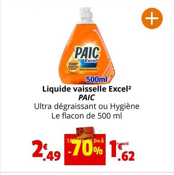 Liquide vaisselle mains Paic Excel² ultra-dégraissant - Flacon 500 ml