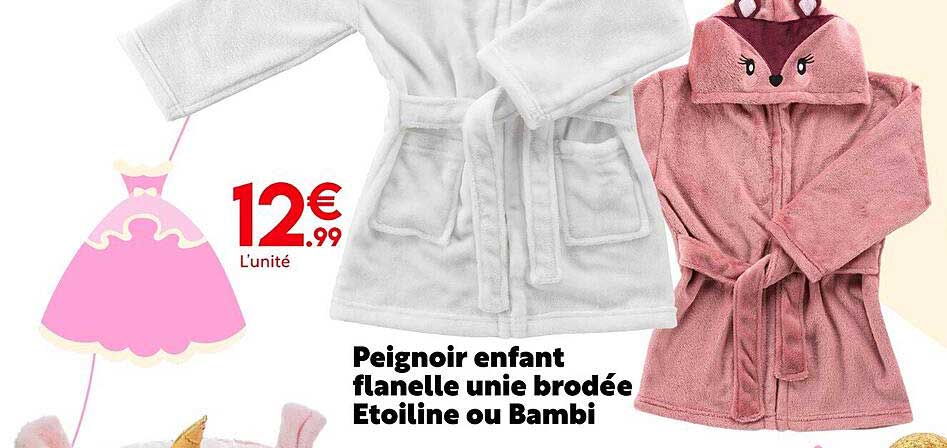 Peignoir Enfant Personnalisé Avec Prénom - Flanelle Douce à Capuche Avec Oreilles, 2 Poches - Pour Fille Et Garçon 4-12 Ans