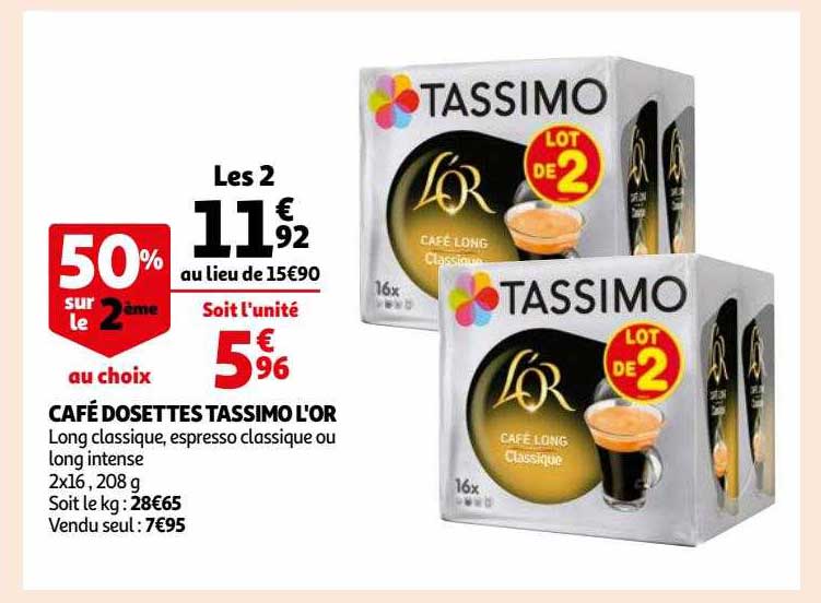 Promo DOSETTES TASSIMO L'OR LONG CLASSIQUE chez Auchan