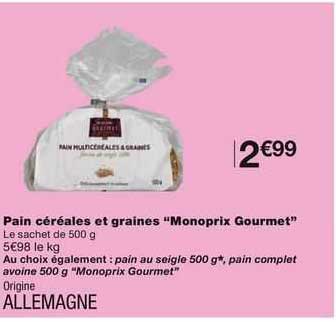 Promo Pain Céréales Et Graines monoprix Gourmet chez Monoprix