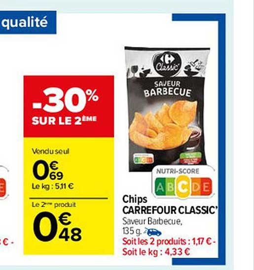 Offre Chips Carrefour Classic' chez Carrefour Market