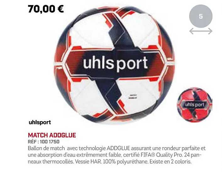 Ballon De Football Uhlsport Match Addglue - 24 Panneaux, Certification FIFA Quality Pro, Surface Grip