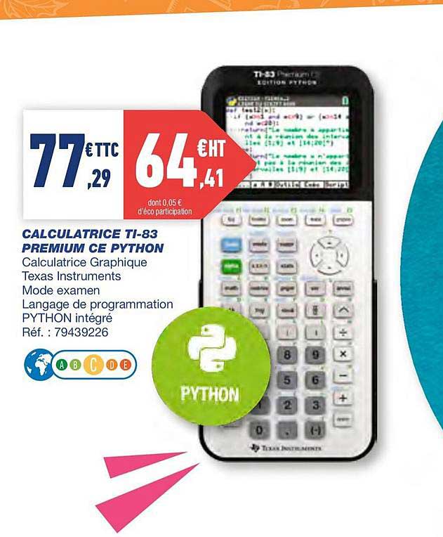 Bureau Vallée Calculatrice Ti 83 Premium Ce Python