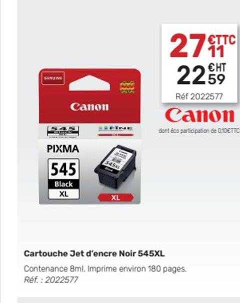 Promo Cartouche Jet D'encre Noir 545xl Canon chez Office Depot 