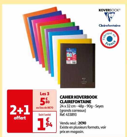 Promo Cahier Koverbook Clairefontaine Chez Auchan Icatalogue Fr