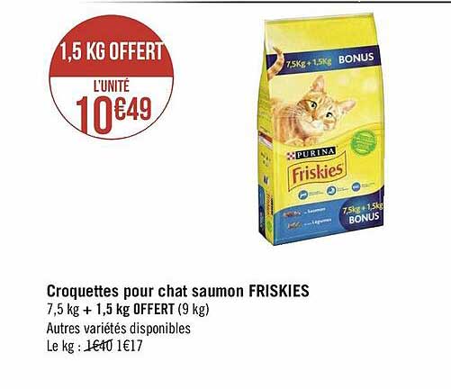 Promo Croquettes Pour Chat Saumon Friskies chez Géant Casino