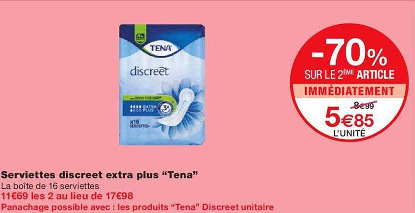 Serviettes Hygiéniques TENA Discreet Extra Plus - Lot De 16 - Pour Adulte - Neuf