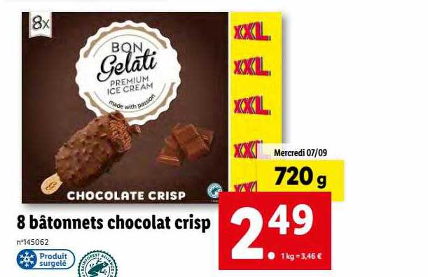 Promo 8 B tonnets Chocolat Crisp Bon Gelati Chez Lidl ICatalogue fr