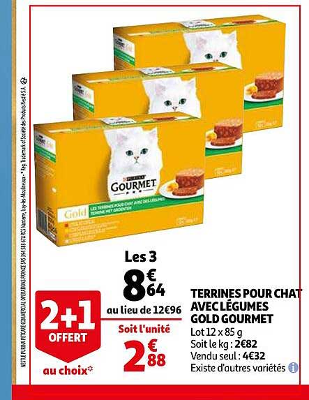 Offre Terrines Pour Chat Avec Legumes Gold Gourmet Chez Auchan