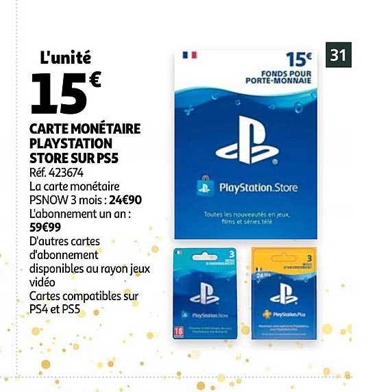 Promo Carte Monétaire Playstation Store Sur Ps5 chez Auchan