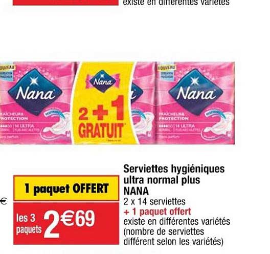 Promo Protection hygiénique ou Protège slip NANA chez Carrefour