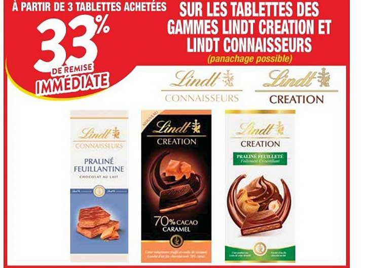 Promo Tablettes Des Gammes Lindt Création Et Lindt Connaisseurs chez Cora