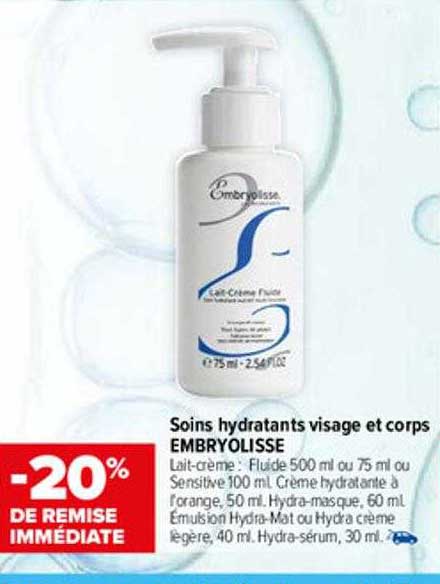 Carrefour Soins Hydratants Visage Et Corps Embryolisse