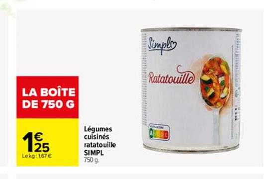 Promo Légumes Cuisinés Ratatouille Simpl chez Carrefour - iCatalogue.fr