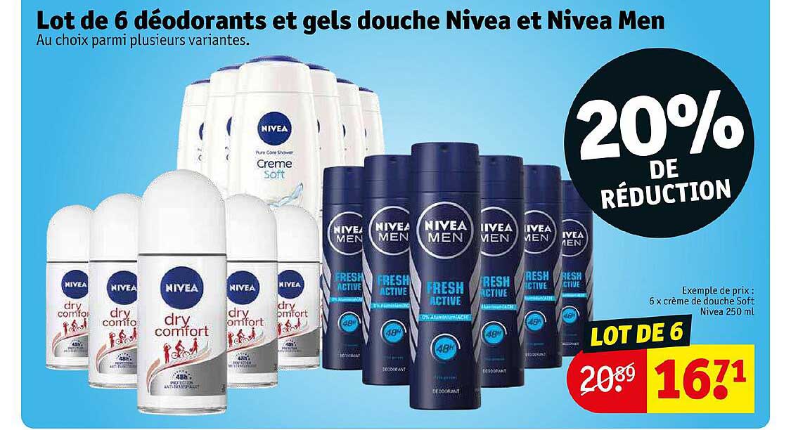 Promo Lot De 6 Déodorants Et Gel Douche Nivea Et Nivea Men chez