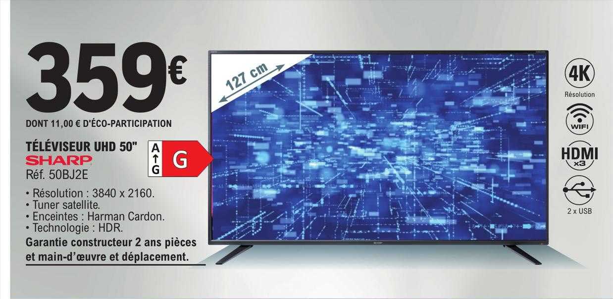 Promo Téléviseur Uhd 50" Sharp chez E.Leclerc iCatalogue.fr