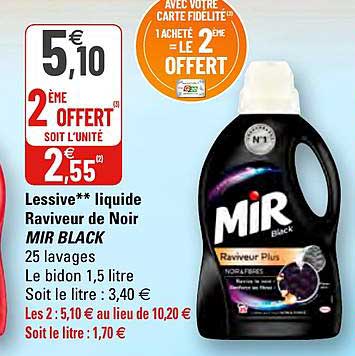 Promo Mir lessive liquide raviveur black chez Intermarché