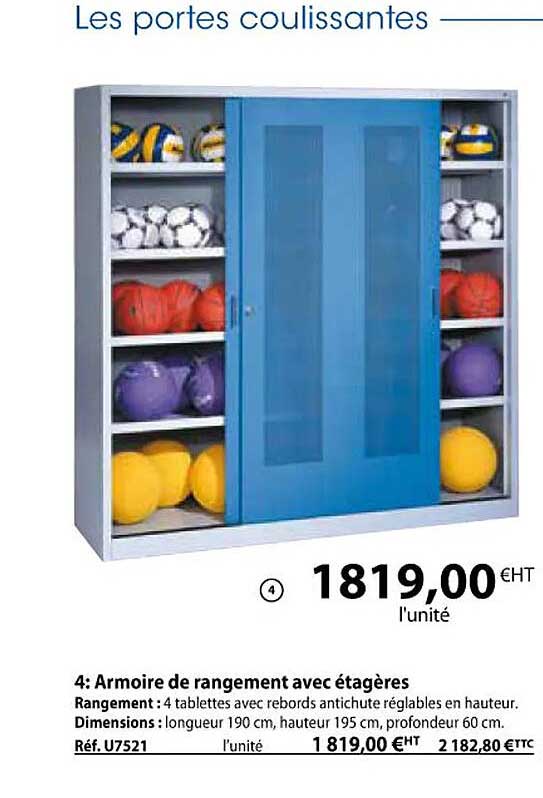 Offre Armoire De Rangement Avec étagères chez Casal Sport