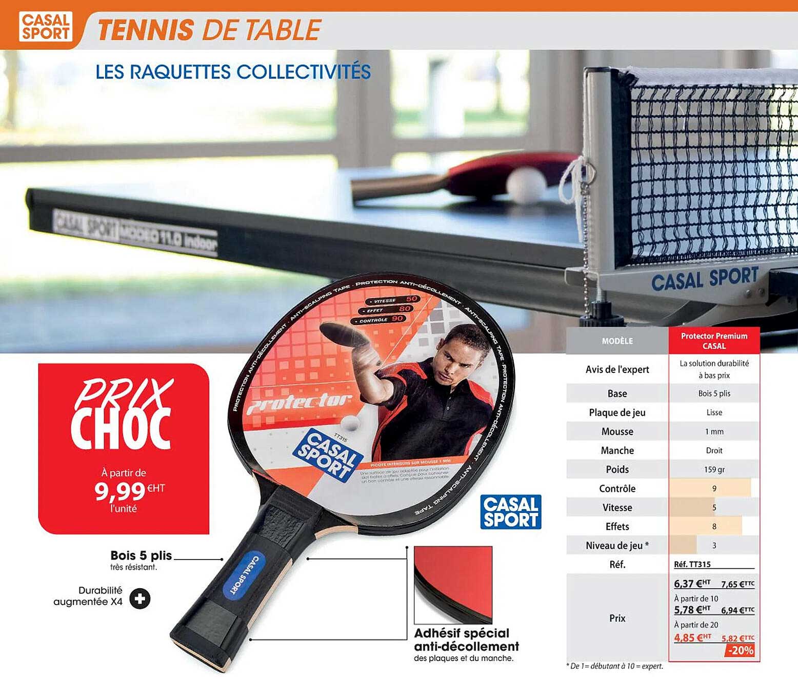 Promo Tennis De Table chez Casal Sport iCatalogue.fr
