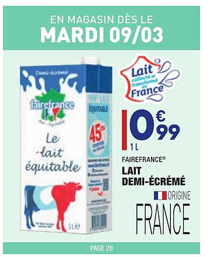 Offre Lait Demi Ecreme Fairefrance Chez Aldi