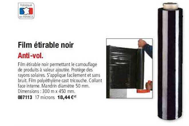 Film Étirable Noir Manuel 110m - 10cm X 23μm Pour Déménagement