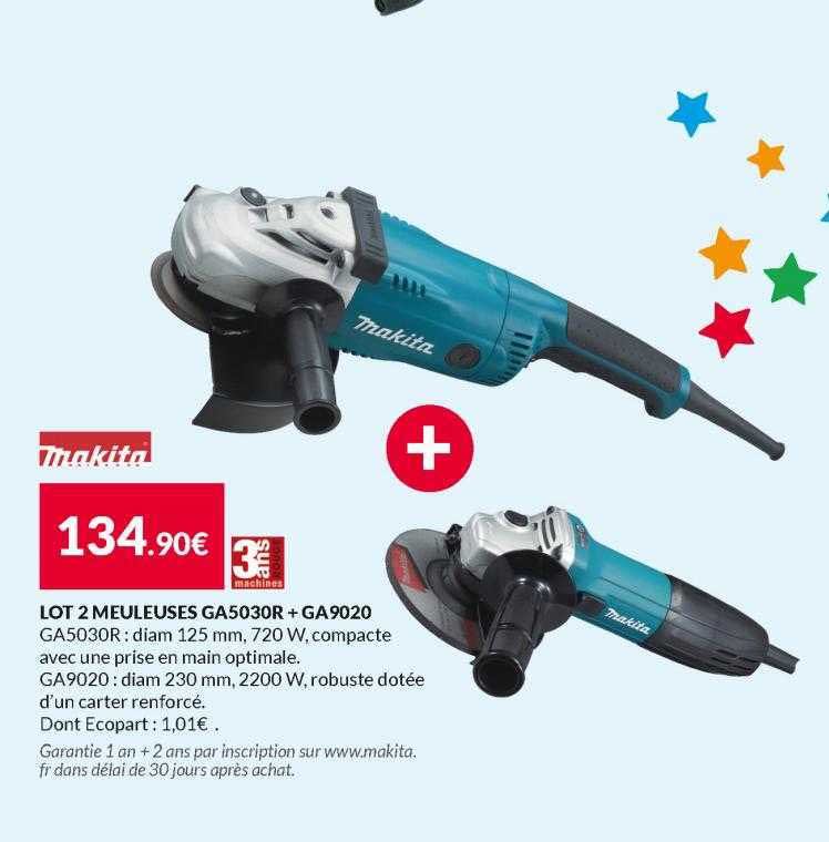 Pack Makita DK0097X1 : Meuleuse GA9020 + Meuleuse GA5030R - Puissance Et Précision Réunies