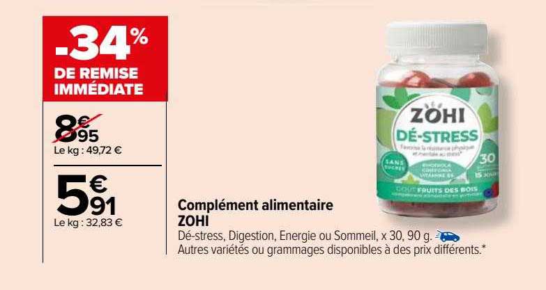 Complément Alimentaire ZOHI Gommes Cheveux - 60 Gommes - Expiration 11/2024 - Neuf