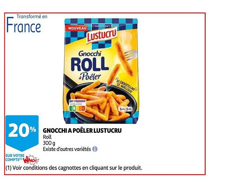 Offre Gnocchi à Poêler Lustucru chez Auchan