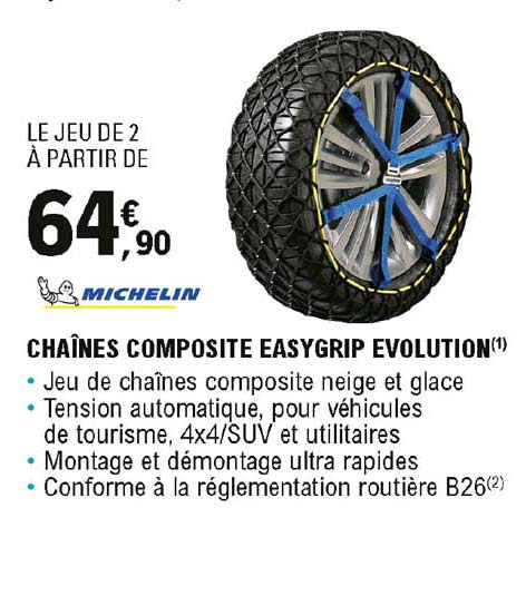 Jeu chaines neige composite Michelin Evo 1 easy grip evolution
