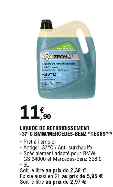 Liquide de refroidissement pour BMW / Fiat / Volvo -35°C 5L Feu Vert - Feu  Vert