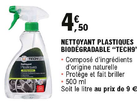 Promo Nettoyant Plastique Brillant Vanille Tech 9 chez E.Leclerc L'Auto