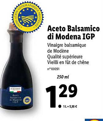 naast defect verrassing Offre Aceto Balsamico Di Modena Igp chez Lidl