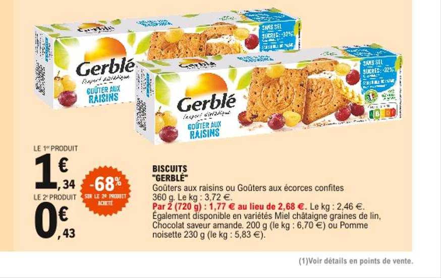 Biscuit pomme noisette GERBLE : la boite de 230 g à Prix Carrefour