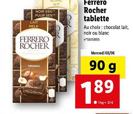 Tablettes de chocolat Ferrero Raffaello