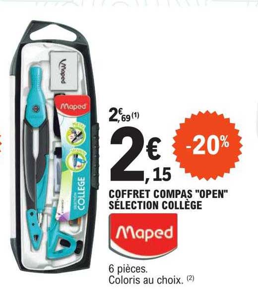 Promo Coffret Compas open Selection Collège Maped chez E.Leclerc 
