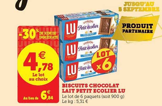 Offre Biscuits Chocolat Lait Petit Ecolier Lu 30 De Remise Immediate Chez Super U