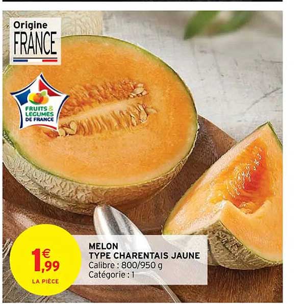 Promo Melon Type Charentais Jaune chez Intermarché iCatalogue.fr