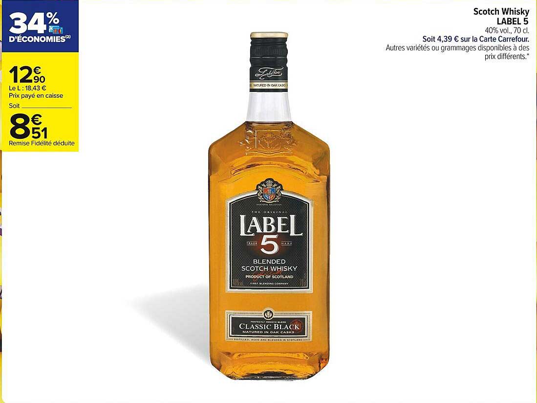 Promo Scotch Whisky Label 5 chez Carrefour Market iCatalogue.fr
