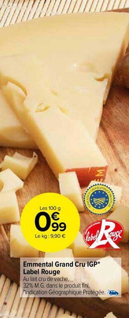 Promo Emmental Grand Cru Igp Label Rouge Chez Carrefour Market