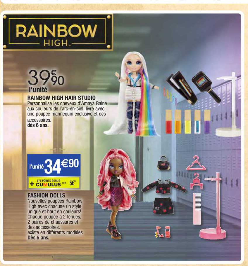 offre rainbow high hair studio fashion dolls chez migros france