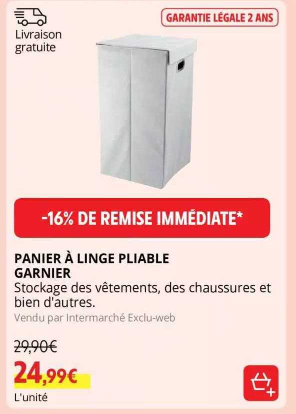 Offre Panier Linge Pliable Garnier Chez Intermarche