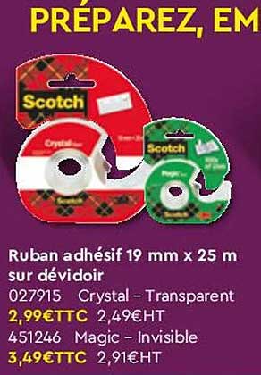 Rouleau Ruban Adhésif Transparent 19mm X 25m - Lot De 3, Polypropylène Cristal - Pour Emballage, Colis, Fixation Légère