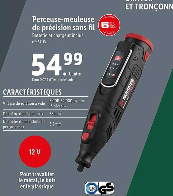 Perceuse-meuleuse Parkside Performance 12V – PPFBSA 12 – Neuf Sans Boîte
