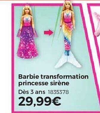 Barbie transformation sirène dreamtopia - jouéclub