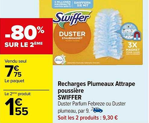 Promo Swiffer plumeau attrape poussière chez Carrefour