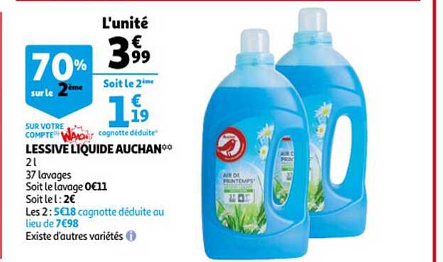 Lessive liquide Skip chez Auchan (Le 10/02)Lessive liquide  Skip chez Auchan (Le 10/02) - Catalogues Promos & Bons Plans, ECONOMISEZ !  