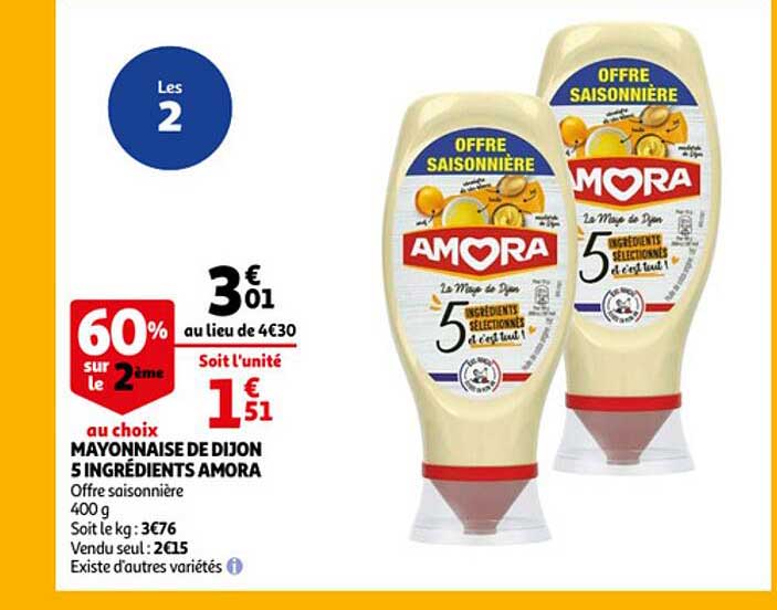 Promo Mayonnaise De Dijon 5 Ingrédients Amora chez Auchan iCatalogue.fr