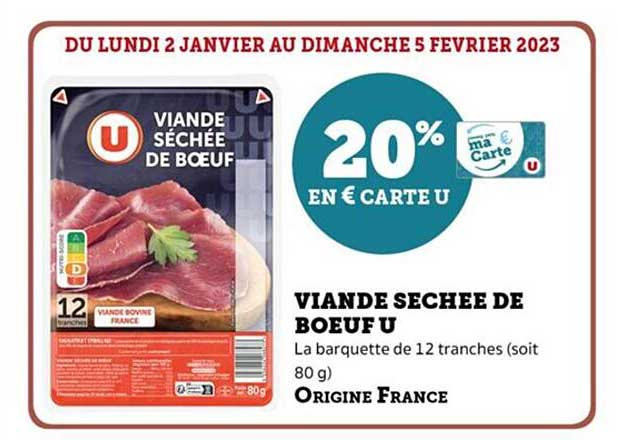 Promo Viande Séchée De Bœuf U Chez Hyper U Icataloguefr 